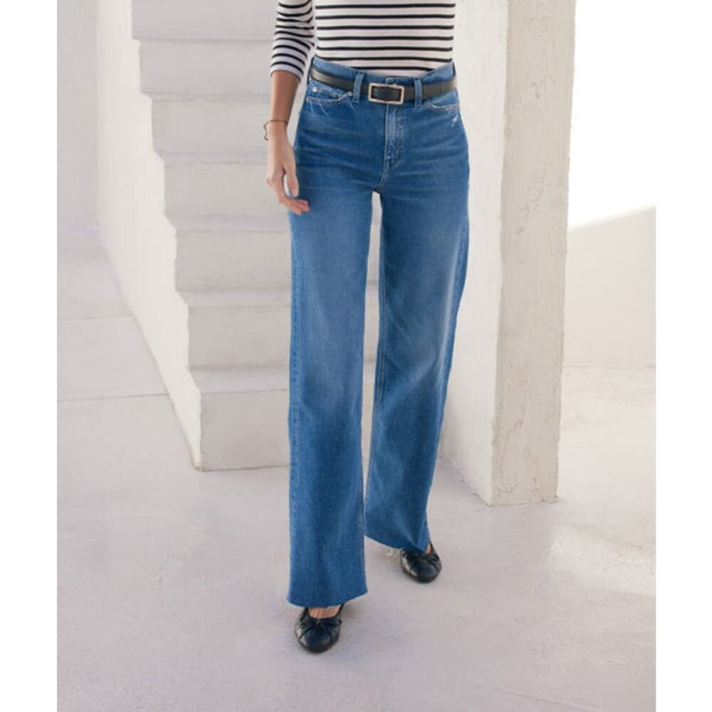 AYR The Secret Sauce 26 Brunch Plans Blue Wide Leg Jeans Raw Hem - Picture 2 of 6
